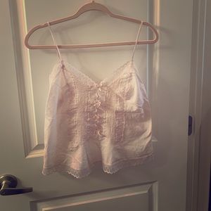 Vintage pink cotton and lace cami